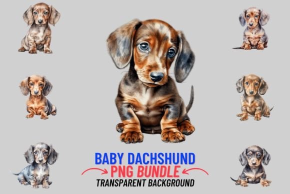 Adorable Watercolor Baby Dachshund Clipart for Creatives