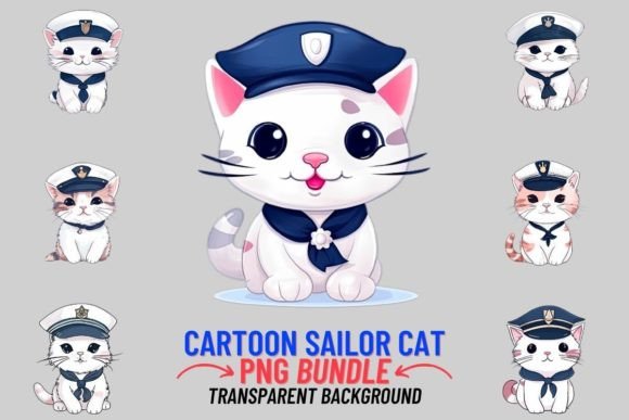 Charting a Course with Cartoon Sailor Cat Clipart