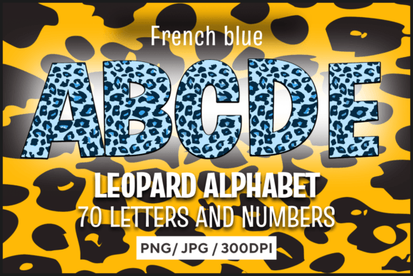 French Blue Leopard Alphabet: A Stylish Design Asset