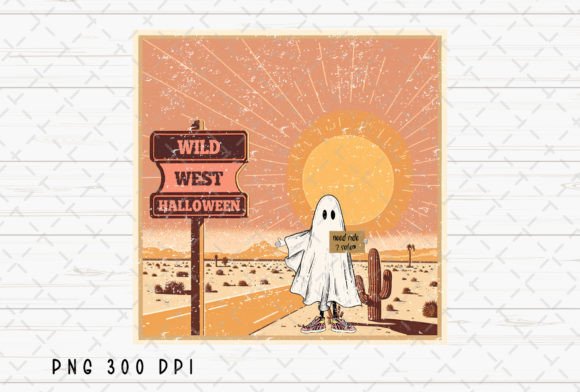 Ghost Western Spooky Halloween Retro PNG: A Creative Asset with Grit