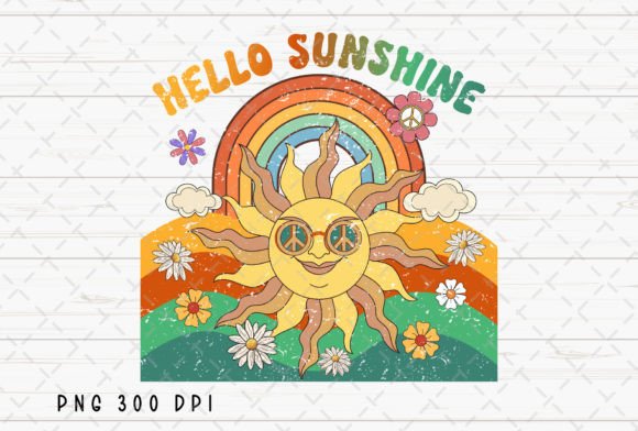 Hello Sunshine Summer Hippie Retro PNG: Your Go-To Vintage Design Asset