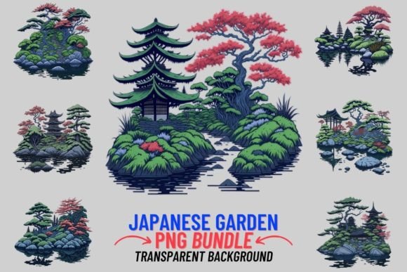 Japanese Garden 12 PNG Clipart: Watercolor Design Assets
