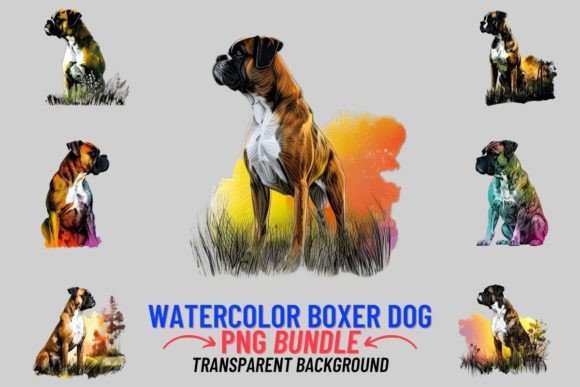 Watercolor Boxer Dog 12 PNG Clipart: A Designer’s Guide to Canine Charm